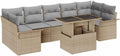 Hochwertige Sofa Set ausgestattet mit Kissen 8 pcs Beige und Terrasse modulare Gartenmoebel langlebige Sofas leicht und UV bestaendig Variante 561