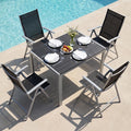 Hochwertige 5 Teiliges Gartenmoebel Set Aluminium Balkonmoebel Set 4 Stueck Verstellbare Klappstuehle 110x70cm WPC geeignet fuer den Ausseneinsatz geeignet Rechteckiger Terrassentisch Essgruppe GartenmoebelSet Silber grau Variante 409